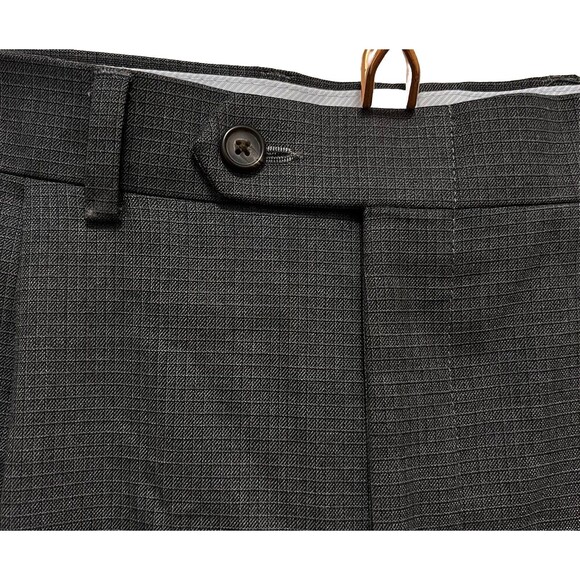 Ralph Ralph Lauren Charcoal Gray Micro Checks Pleated Cuffed Dress Pants 36 x 34 - Picture 9 of 13